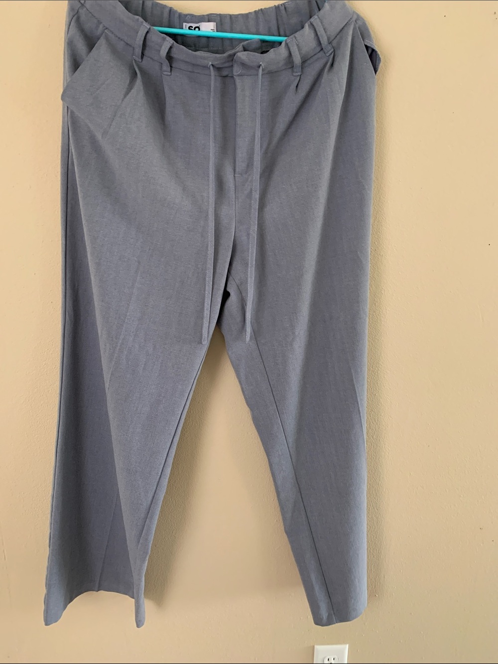 womens  Light blue   dress pants with elastic waist in the back and drawstring